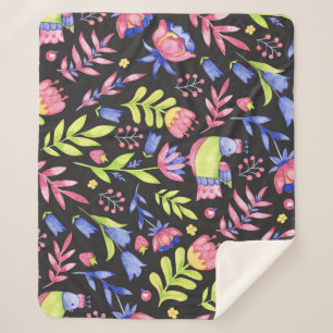 Spring Floral: Waterverf naadloos patroon Sherpa Deken