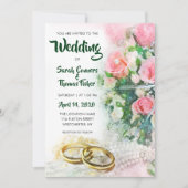 Spring Floral Waterverf Rozen bruiloft uitnodiging (Voorkant)