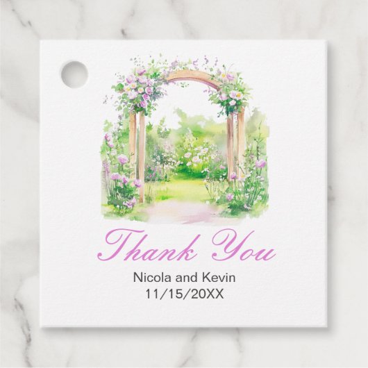 Spring Floral Wedding Arch Bedankjes Labels (Voorkant)