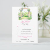 Spring Floral Wedding Arch Receptie RSVP Kaartje (Staand voorkant)