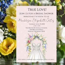 Spring Floral Wedding Dress Bridal Shower Invite Kaart