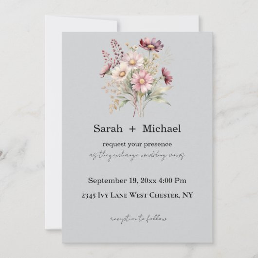 Spring Floral Wedding Invitation (Devant)