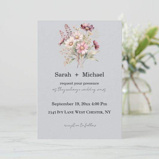 Spring Floral Wedding Invitation (Debout devant)