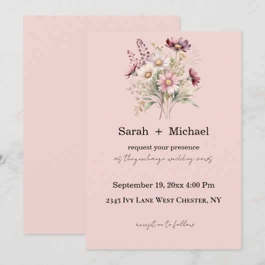 Spring Floral Wedding Invitation (Devant / Derrière)