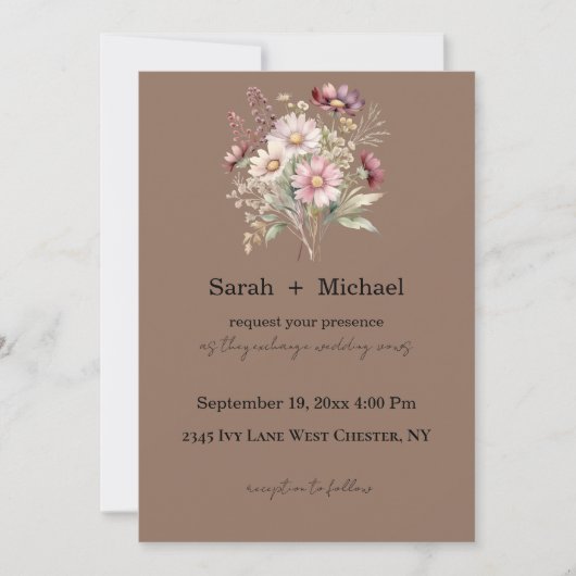 Spring Floral Wedding Invitation Kaart (Voorkant)