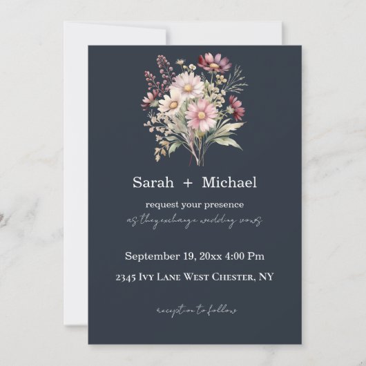 Spring Floral Wedding Invitation Kaart (Voorkant)