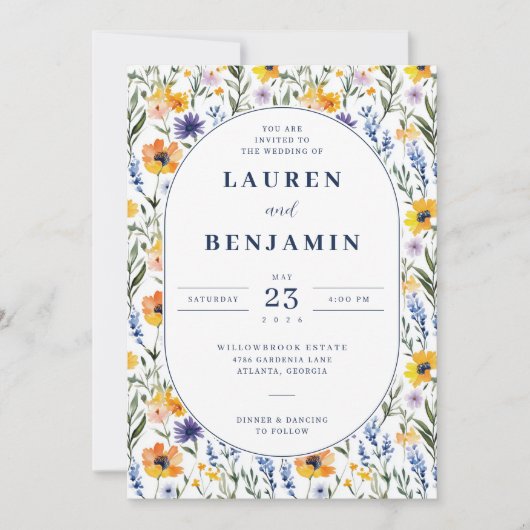 Spring Floral Wedding Kaart (Voorkant)