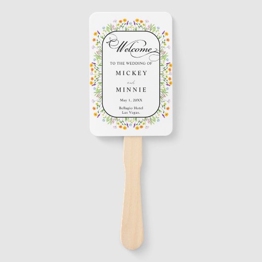 Spring Floral Wedding Programma Hand Fan Handwaaier (Voorkant)
