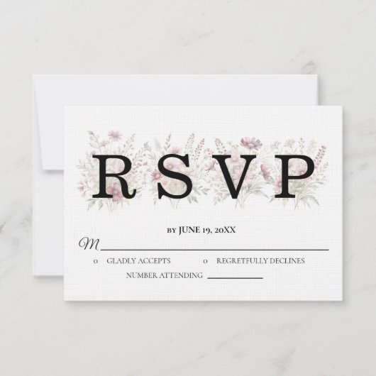 Spring Floral Wedding RSVP card (Devant)