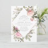 Spring Floral Wedding Uitnodiging (Staand voorkant)