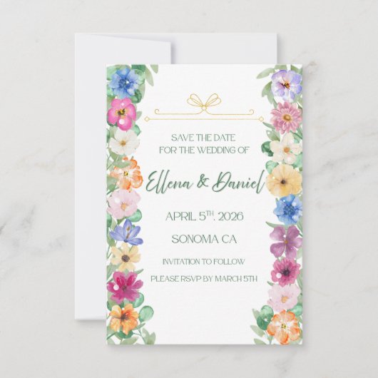 Spring Floral Wildflower save the date (Devant)
