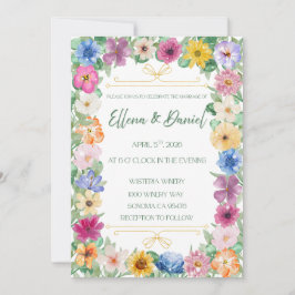 Spring Floral Wildflower Wedding Invitation Kaart
