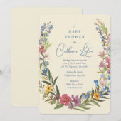 Spring Floral Wreath Baby shower Kaart (Voorkant / Achterkant)