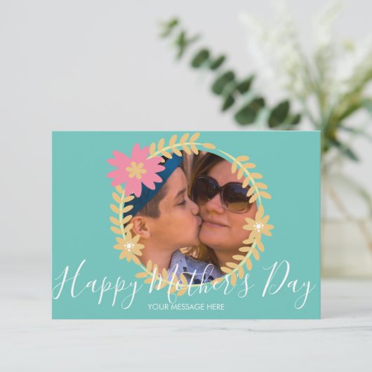 Spring Floral Wreath Happy Moederdag Kaart (Staand voorkant)