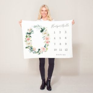 Spring Florals Baby Milestone Blanket Fleece Deken