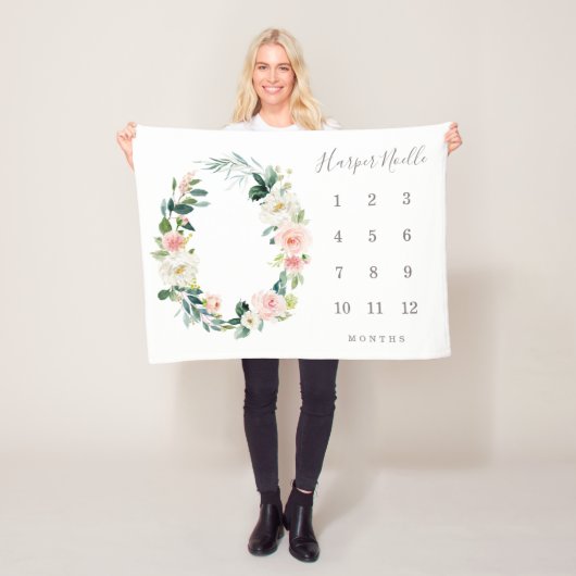 Spring Florals Baby Milestone Blanket Fleece Deken (In situ)