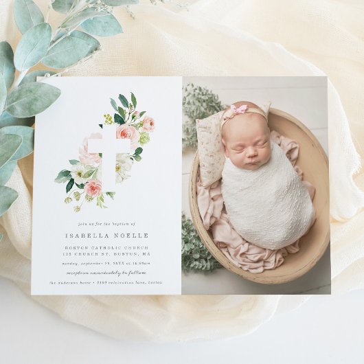Spring Florals Baptism Fotouitnodiging Kaart