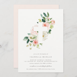 Spring Florals Baptism Invitation Kaart