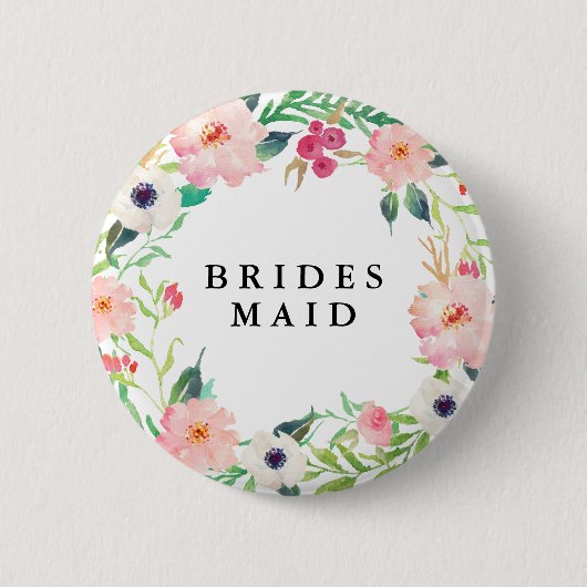 Spring Florals Bridesmaid Wedding Ronde Button 5,7 Cm (Voorkant)