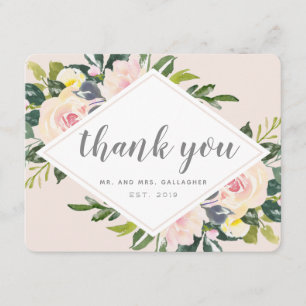 Spring Florals   Flat Wedding Bedankpas Kaart