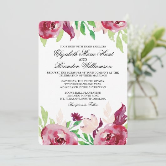 Spring Florals | Uitnodiging (Staand voorkant)