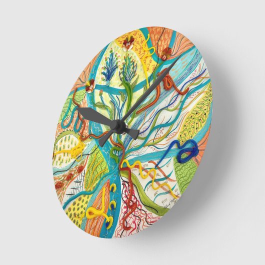 Spring Flow Kleurrijke wandklok Ronde Klok (Hoek)