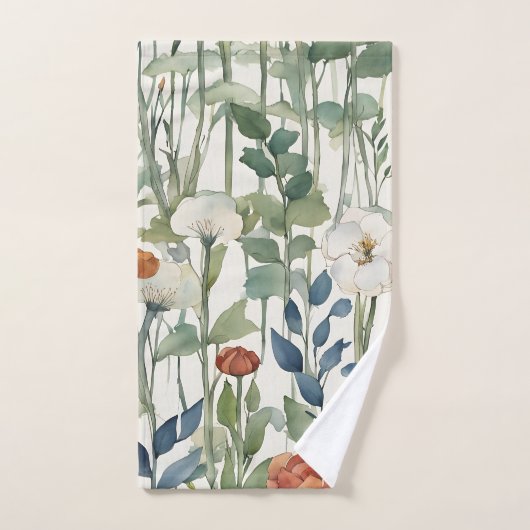 Spring Flower Blossoms Waterverf Art Bad Handdoek (Handdoek)