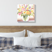 Spring Flower Bouquet |  bloemen Waterverf Canvas Afdruk (Insitu (Slaapkamer))