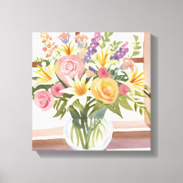 Spring Flower Bouquet | bloemen Waterverf Canvas Afdruk
