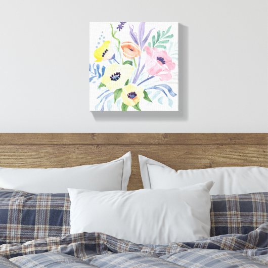 Spring Flower Bouquet | bloemen Waterverf Canvas Afdruk (Insitu (Slaapkamer))