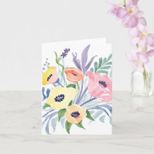 Spring Flower Bouquet bloemen Waterverf Kaart