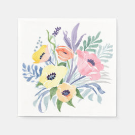 Spring Flower Bouquet |  bloemen Waterverf Servet