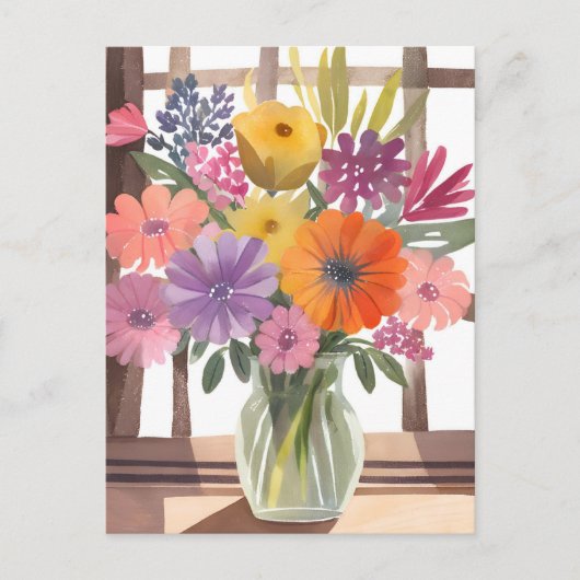 Spring Flower Bouquet | Floral Pastel Waterverf Briefkaart (Voorkant)