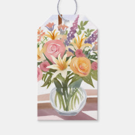 Spring Flower Bouquet |  Kaart Cadeaulabel