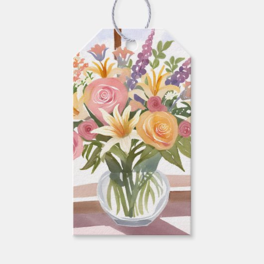 Spring Flower Bouquet |  Kaart Cadeaulabel (Voorkant)