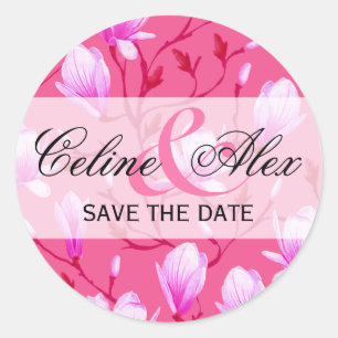 Spring Flower Garden Save the Date fuchsia Ronde Sticker