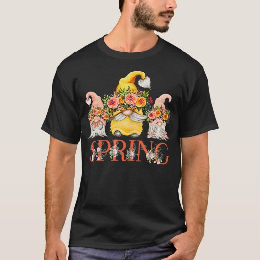 Spring Flower Love with Beautiful Funny Gnomes in  T-shirt (Voorkant)