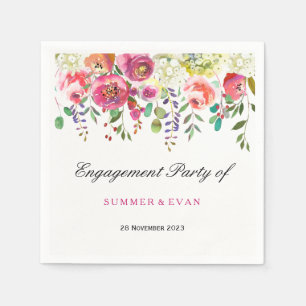 Spring Flower Peach Tropical Engagement Party Servetten
