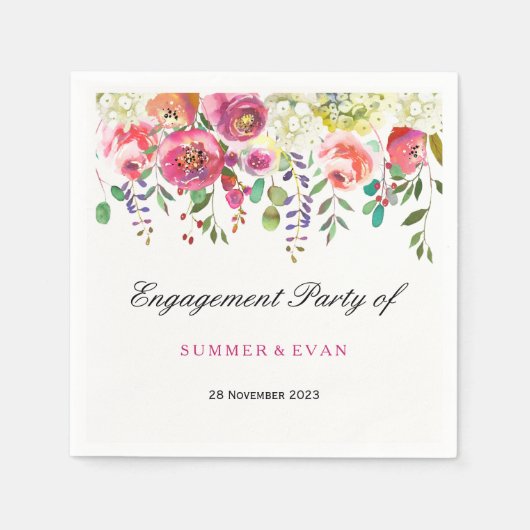 Spring Flower Peach Tropical Engagement Party Servetten (Voorkant)