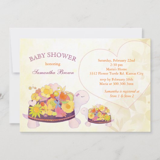 Spring Flower Turtles Baby shower Kaart (Voorkant)