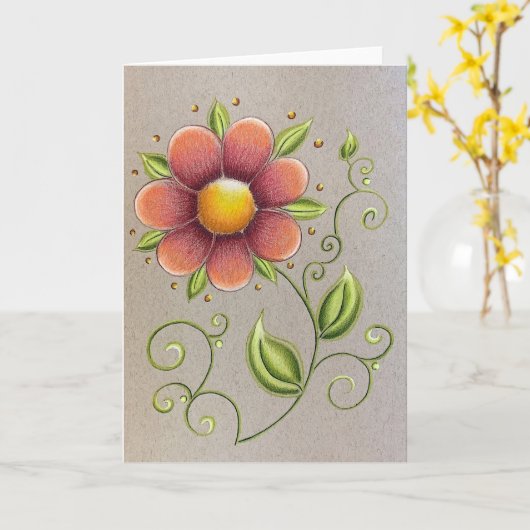 Spring Flower wenskaart Kaart (Gele Bloem)