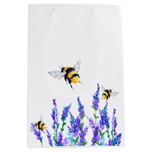 Spring Flowers and bijes Flying Gift Bag Medium Cadeauzakje (Voorkant)