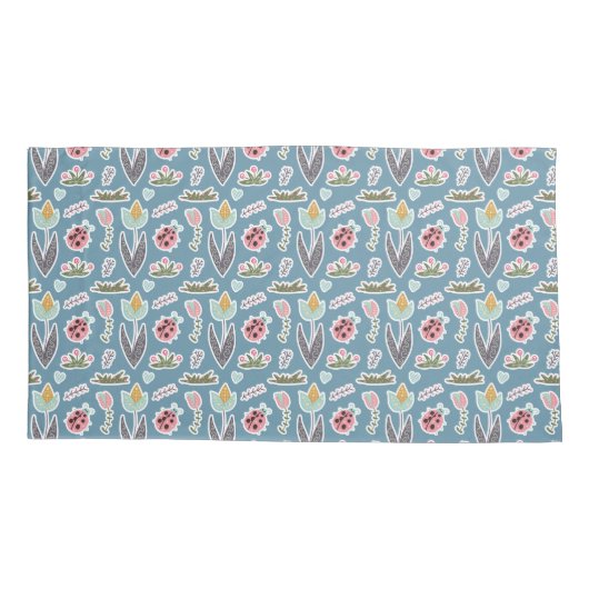 Spring Flowers and Ladybug Pattern Kussensloop (Achterkant)