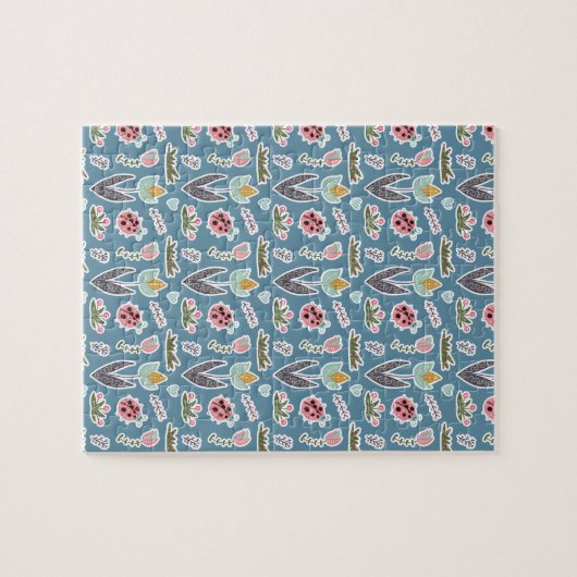 Spring Flowers and Ladybug Pattern Legpuzzel (Horizontaal)