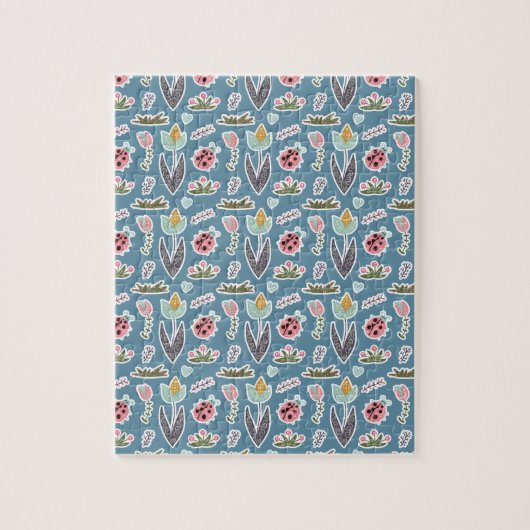 Spring Flowers and Ladybug Pattern Legpuzzel (Verticaal)