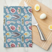 Spring Flowers and Ladybug Pattern Theedoek (Quarter Fold)