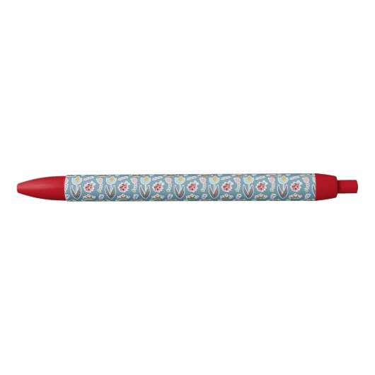 Spring Flowers and Ladybug Pattern Zwarte Inkt Pen (Voorkant)
