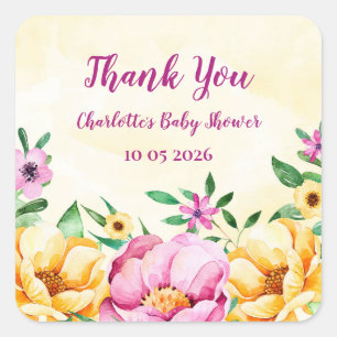 Spring Flowers Bedankt Baby shower Favoriet Tag