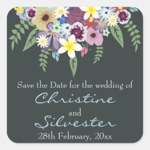 Spring Flowers, bewaar de datum. Vierkante Sticker