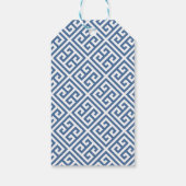 Spring Flowers Blauw Wit Grieks Sleutel Baby showe Cadeaulabel (Achterkant)